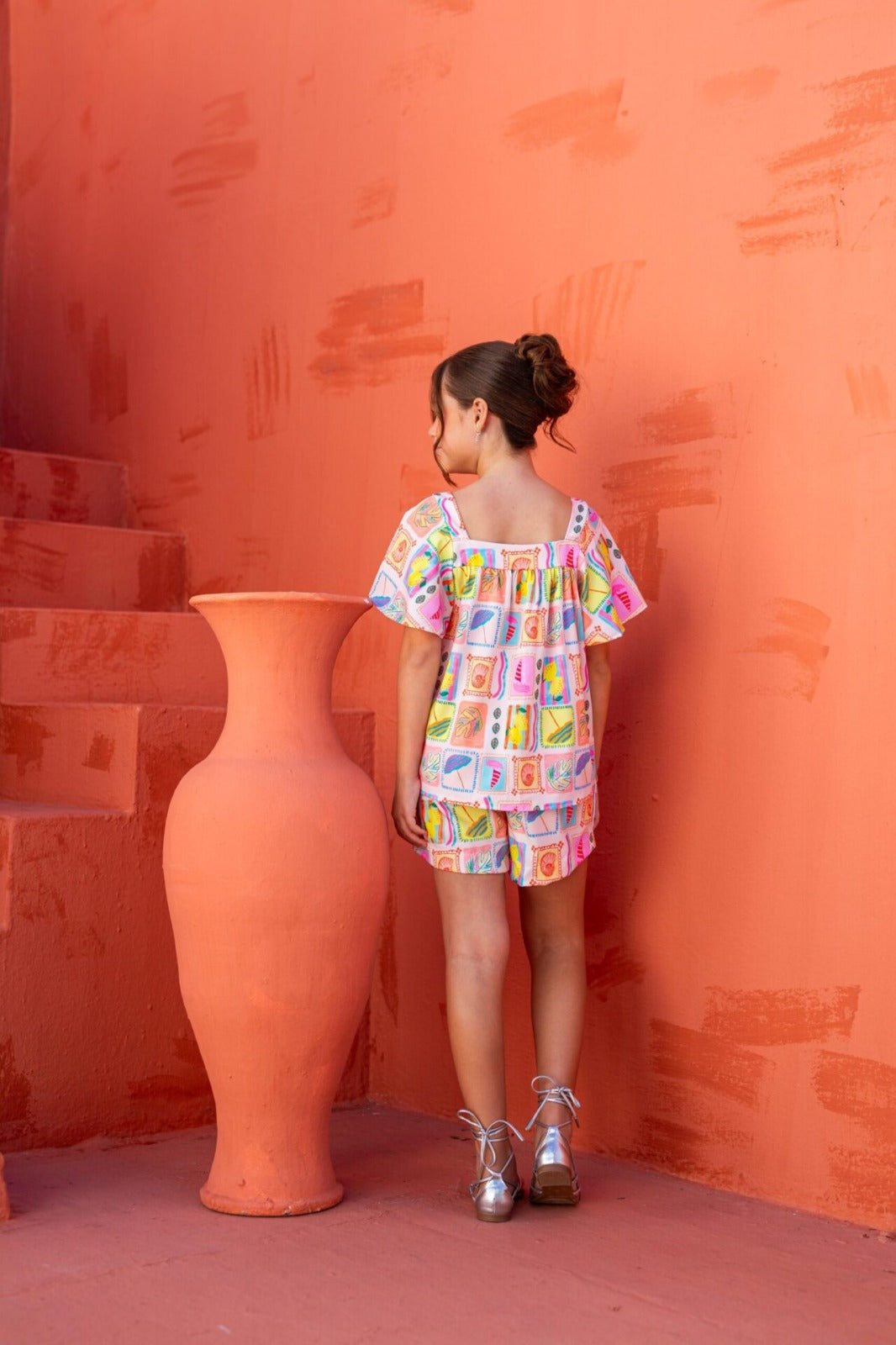 Conjunto Menina - Rosa Estampa Praiana