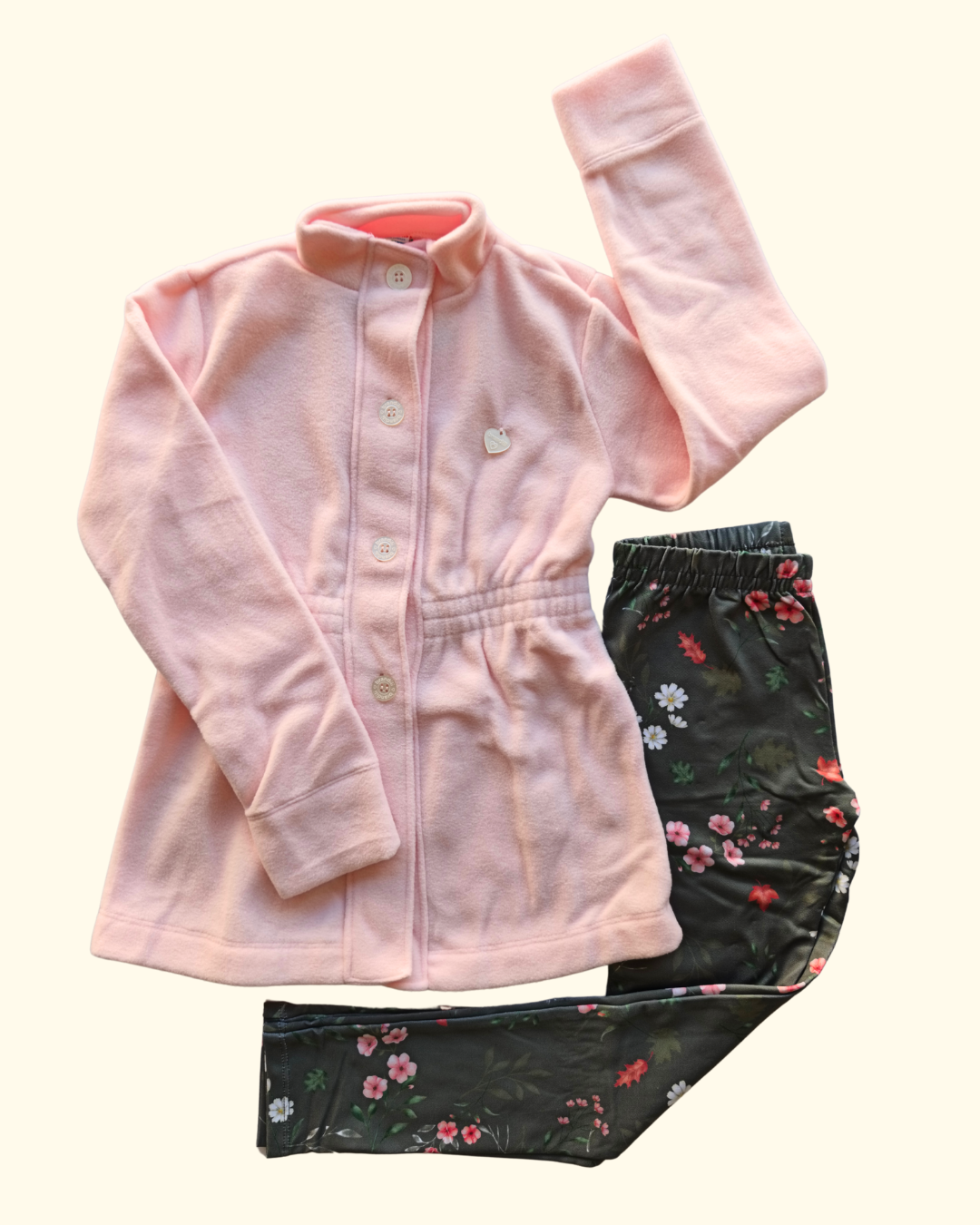 Conjunto casaco soft e calça legging estampada