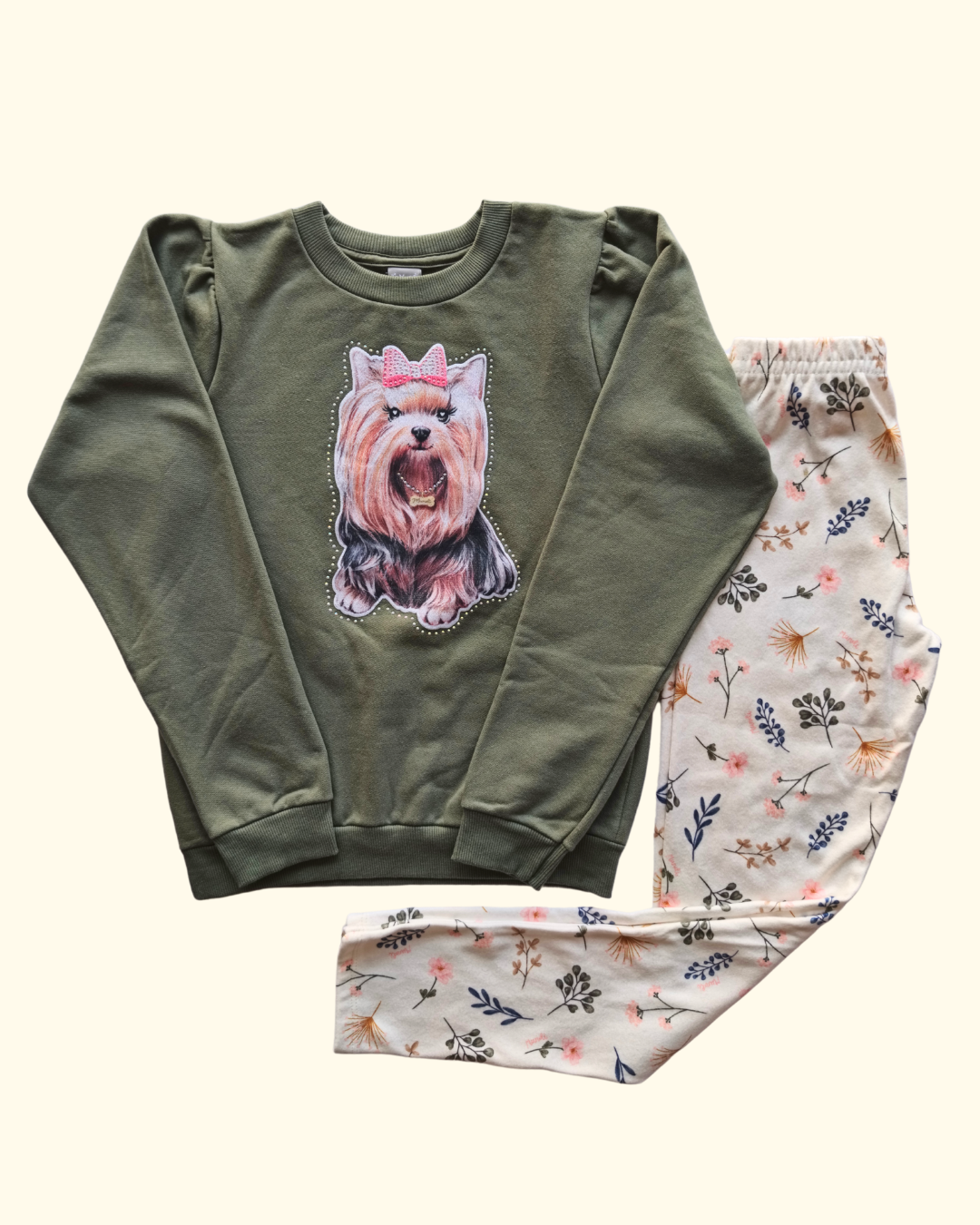 Conjunto blusão e calça legging cachorrinho