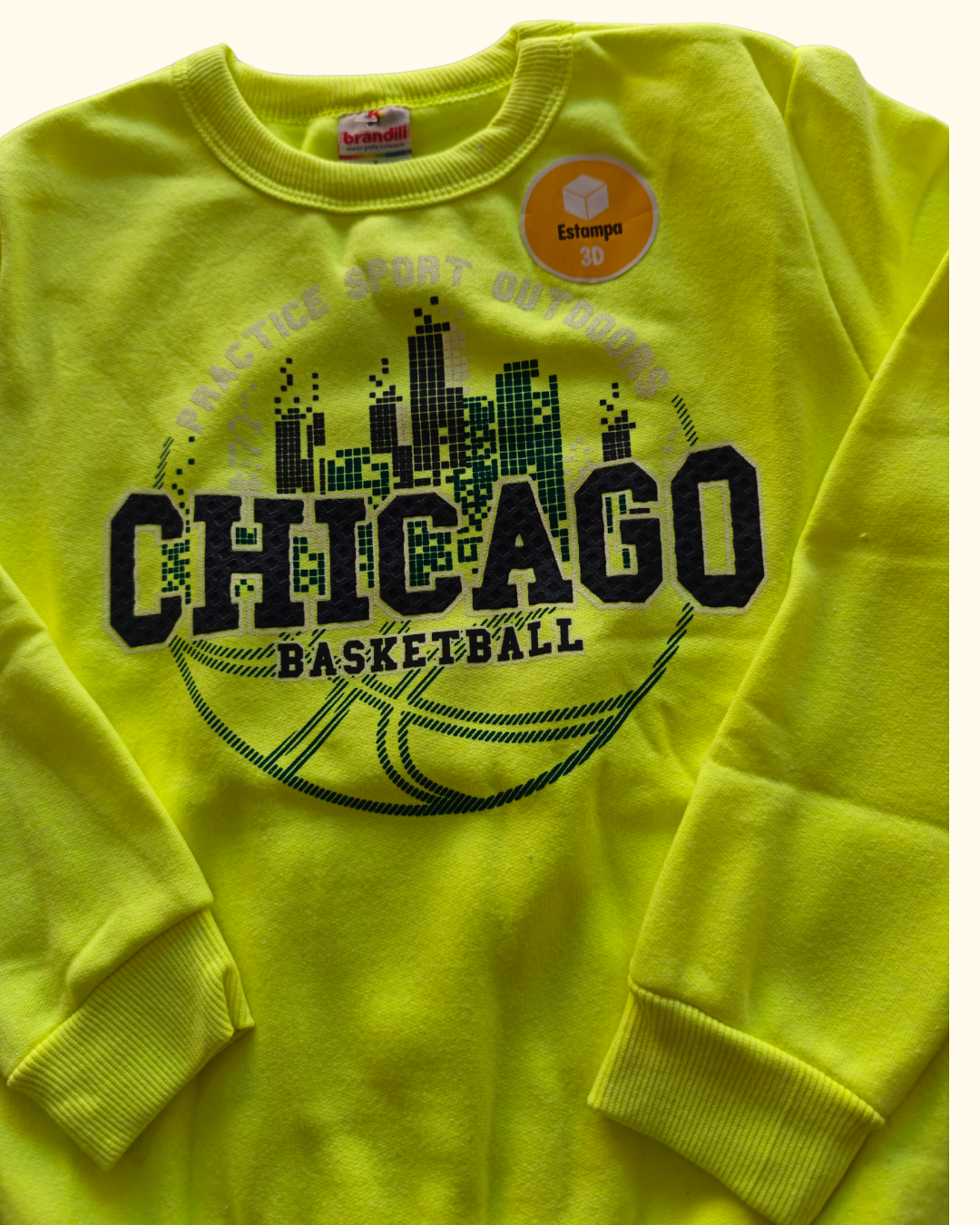 Conjunto blusão e calça jogger neon Chicago estampa 3D