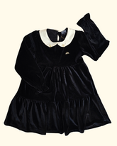Vestido Manga Longa Menina- Preto Veludo Alemão