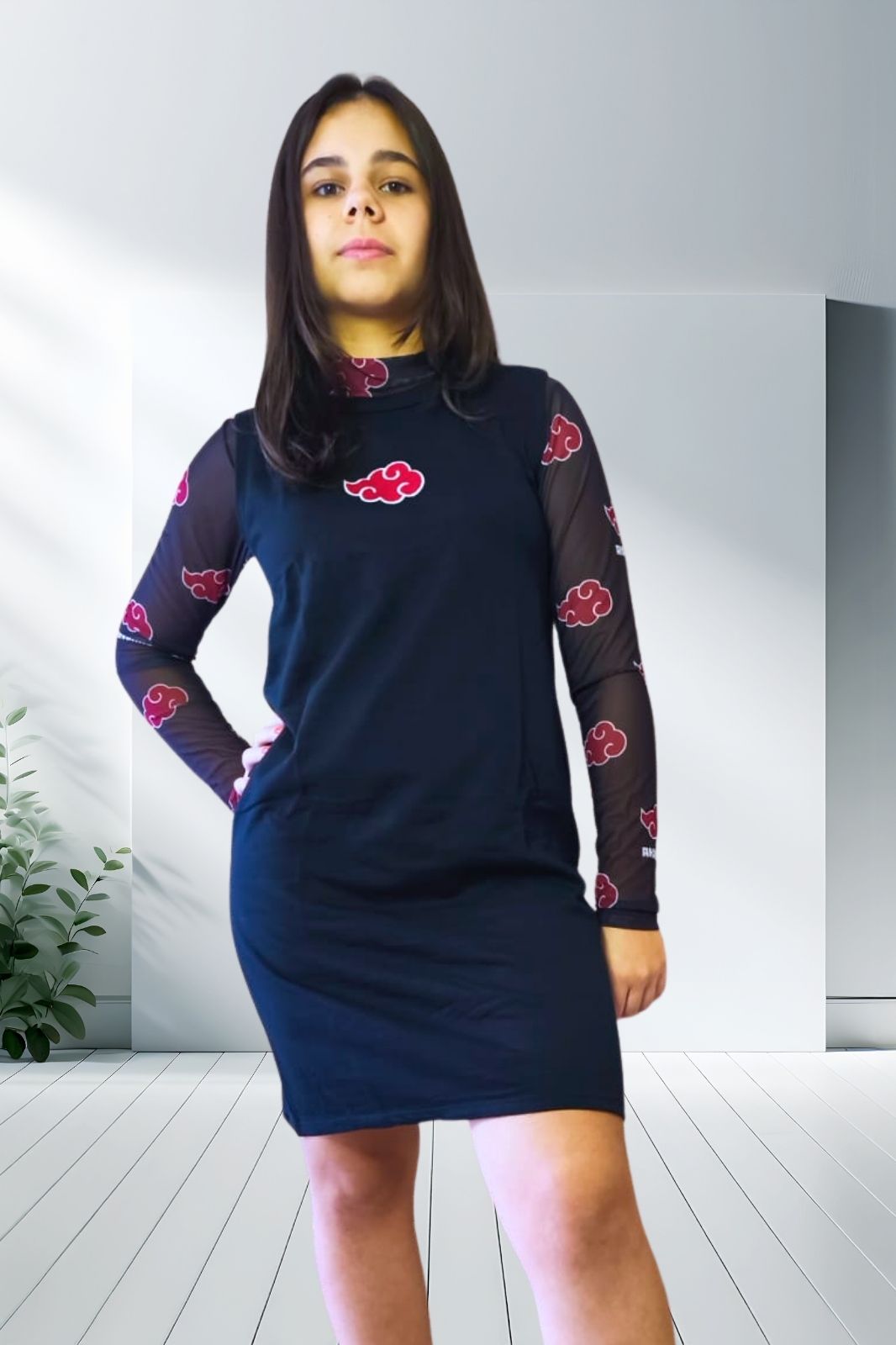 Vestido Naruto- Preto Com Blusa em Tule