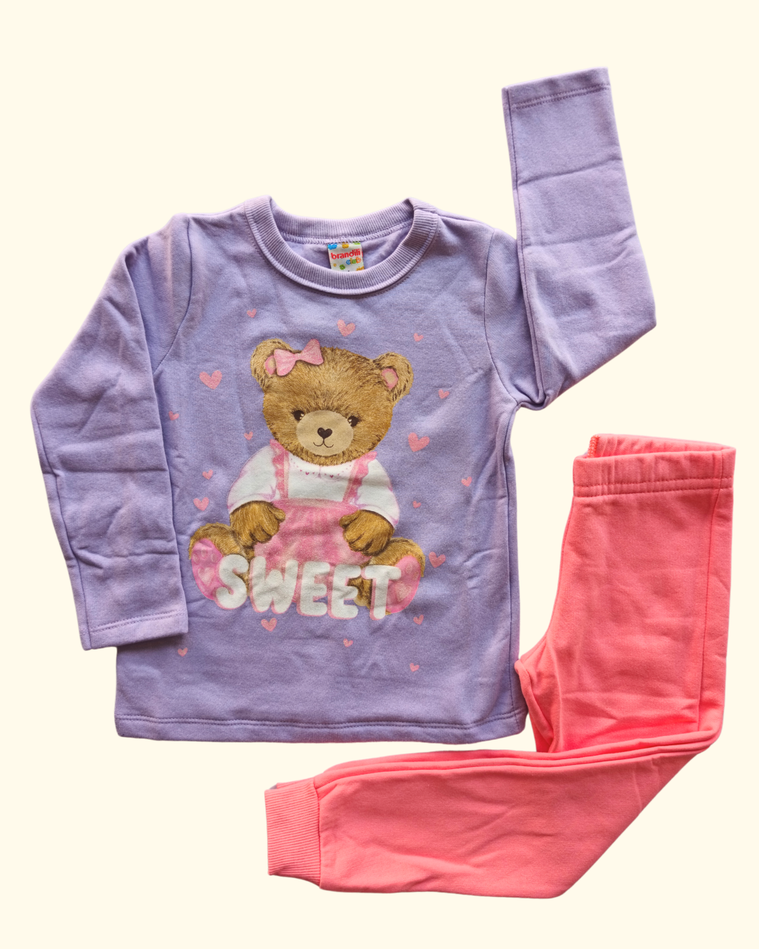 Conjunto blusão e calça jogger ursinho sweet