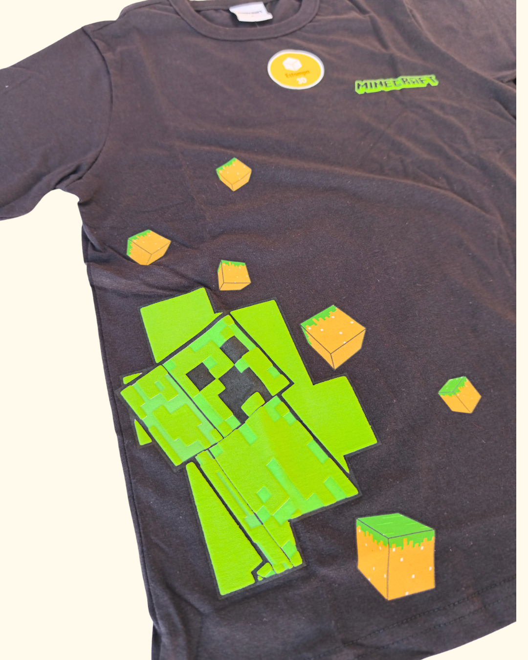 Camiseta Minecraft -Preta Estampa 3D