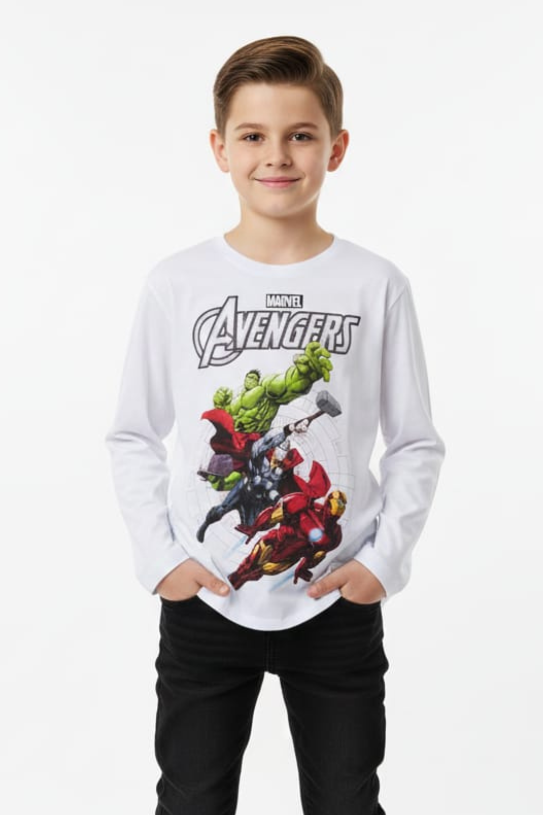 Camiseta Avengers- Branca Manga Longa