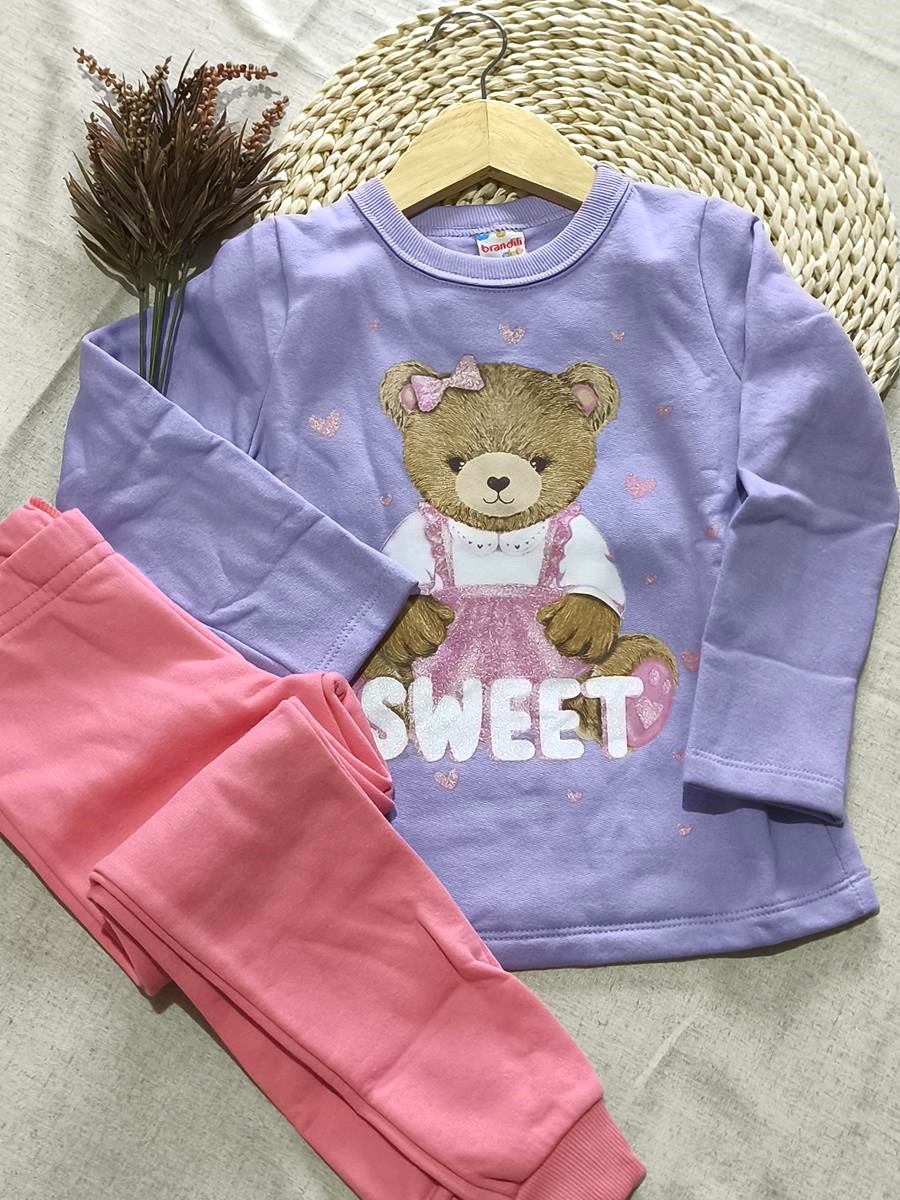 Conjunto blusão e calça jogger ursinho sweet
