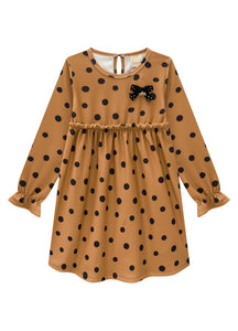 Vestido Manga Longa Menina- Doce de Leite Poá