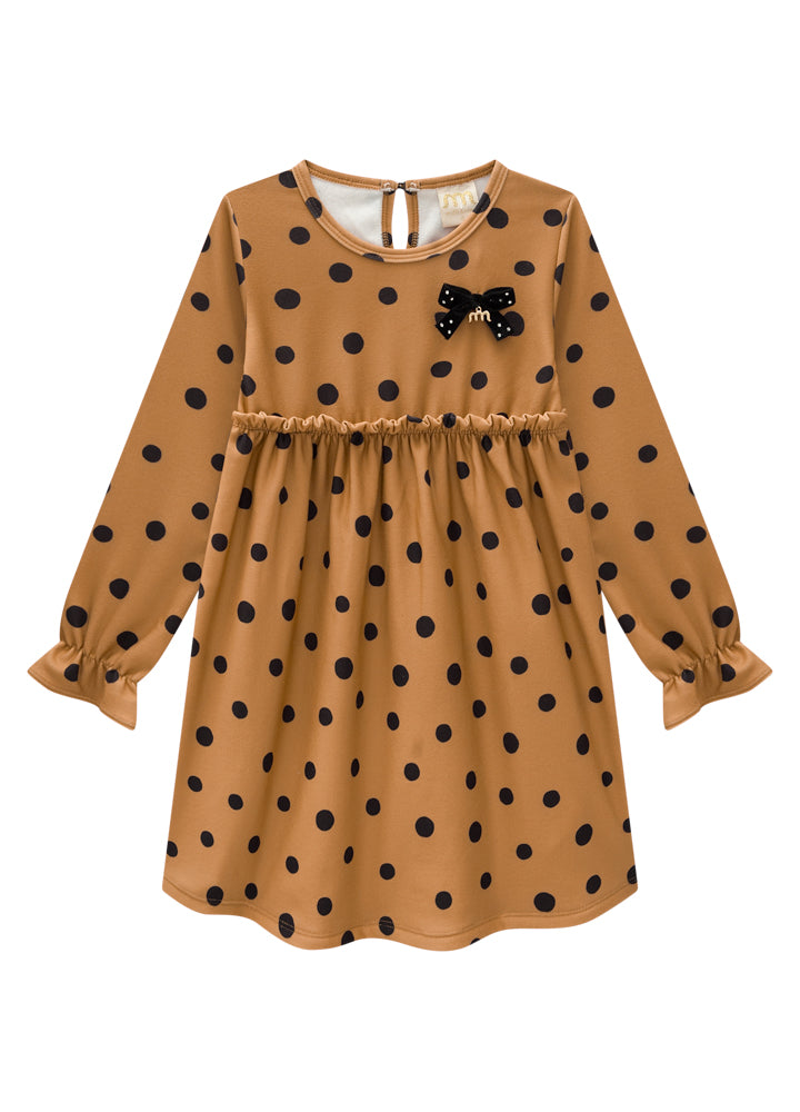 Vestido Manga Longa Menina- Doce de Leite Poá