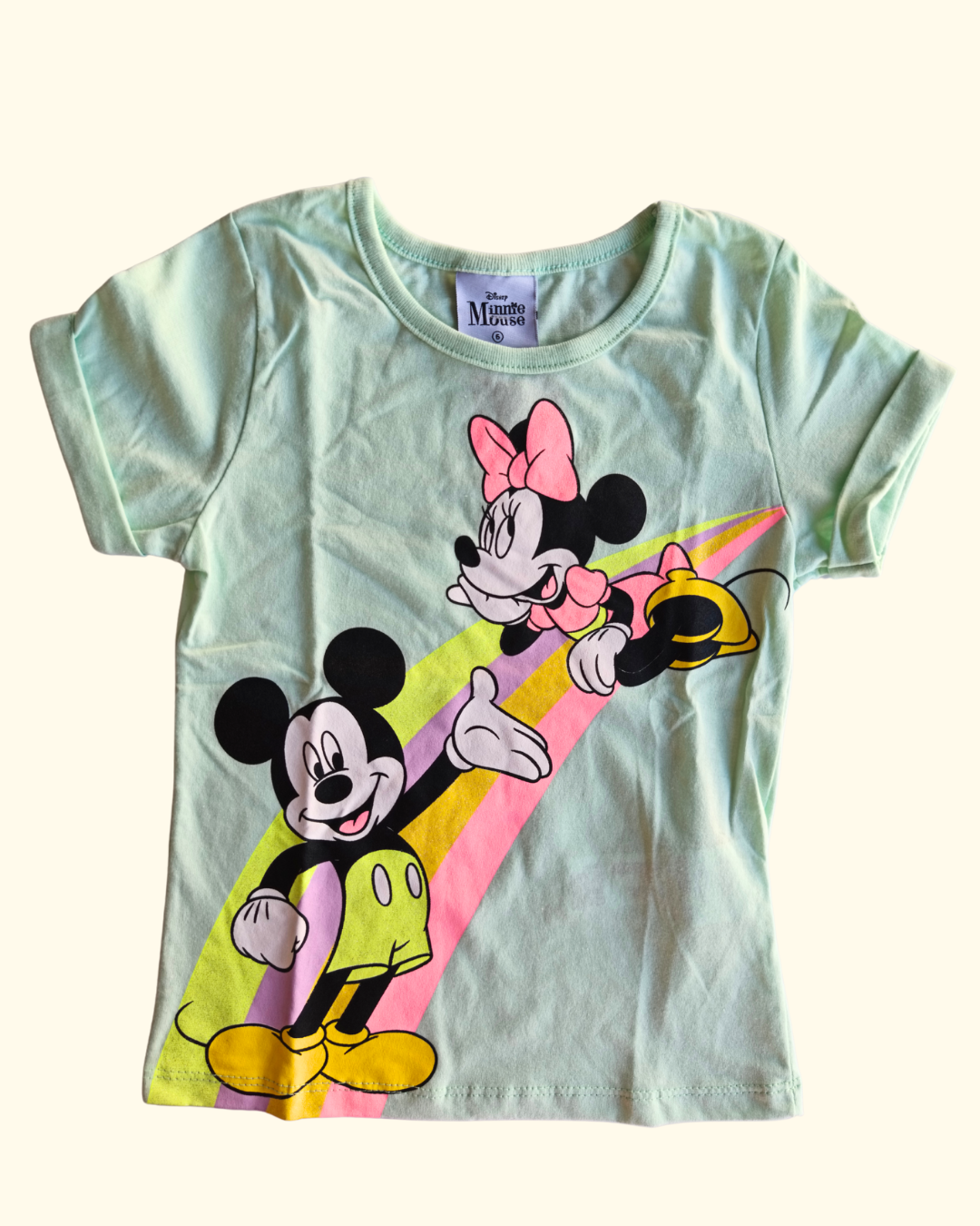 Camiseta feminina Mickey arco-íris