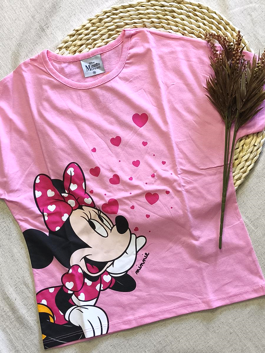 Camiseta feminina Minnie corações