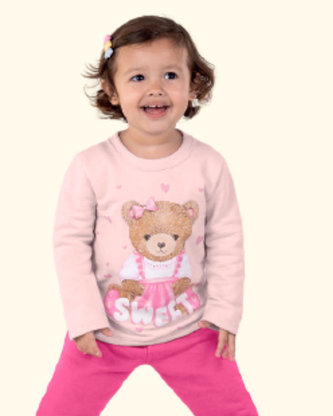 Conjunto blusão e calça jogger ursinho sweet