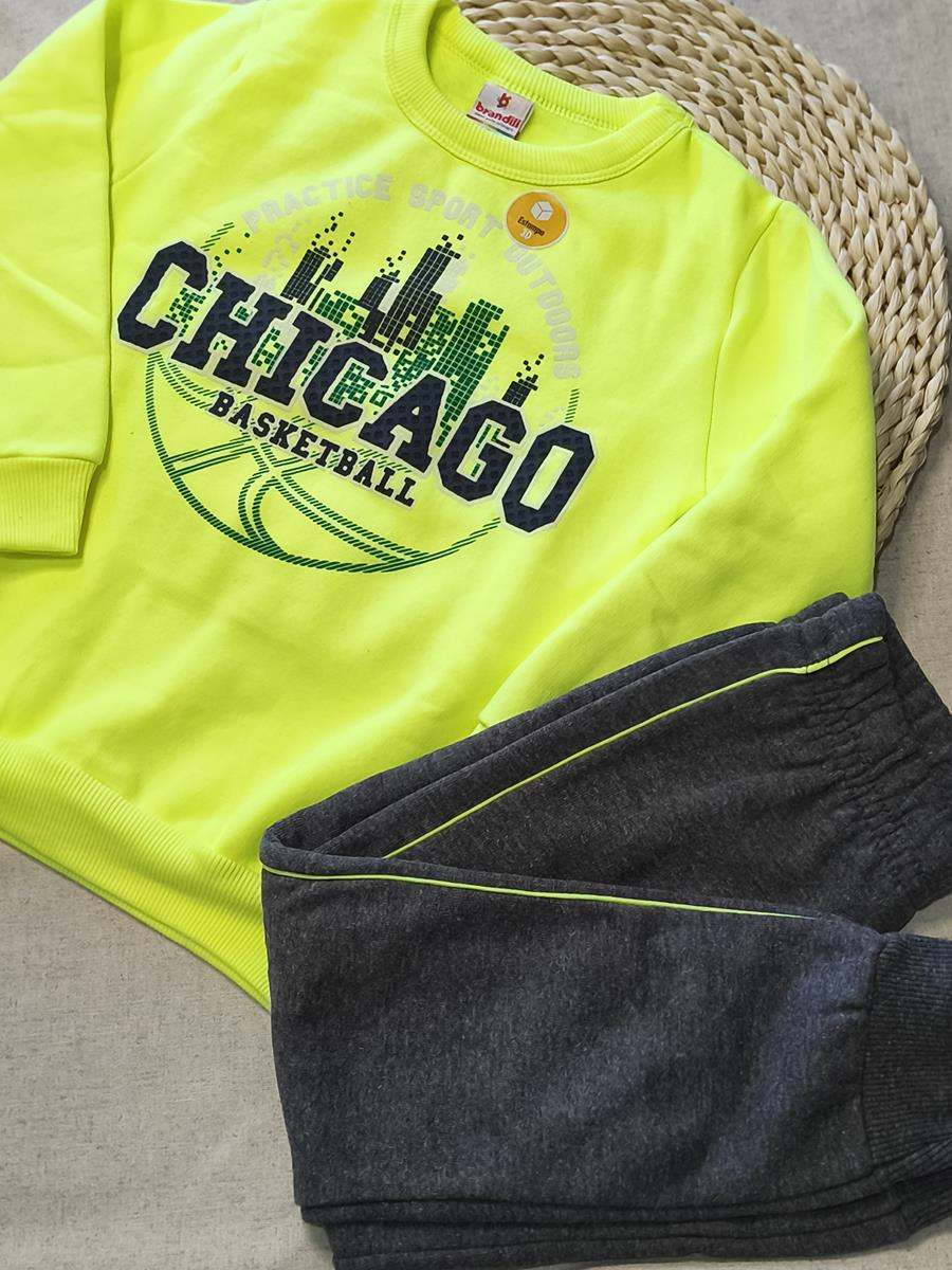 Conjunto blusão e calça jogger neon Chicago estampa 3D