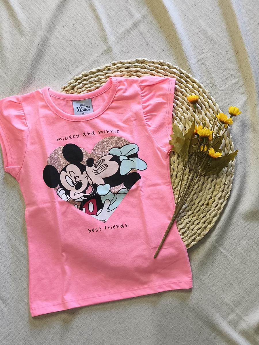 Camiseta feminina Mickey e Minnie