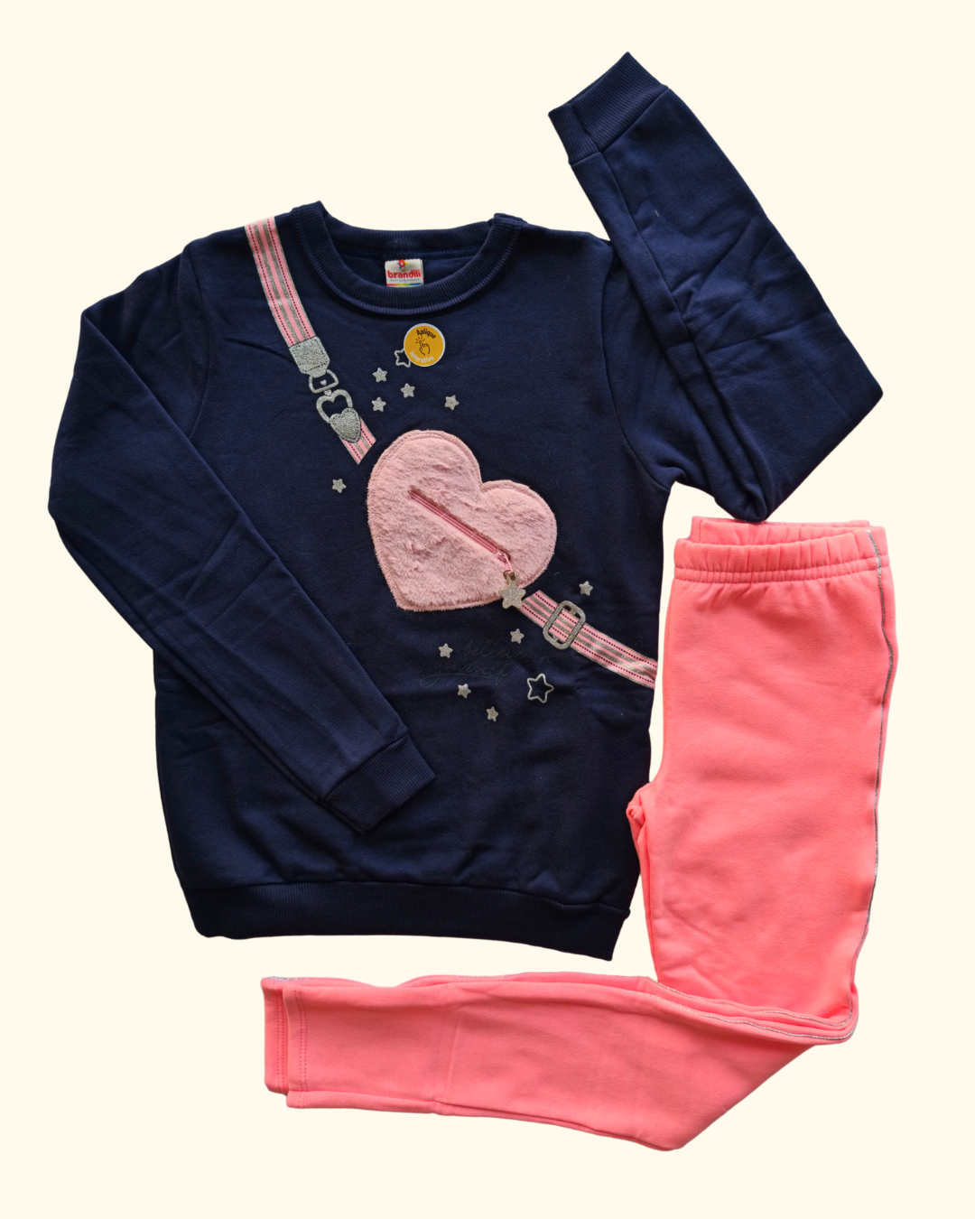 Conjunto blusão e calça legging coração interativo