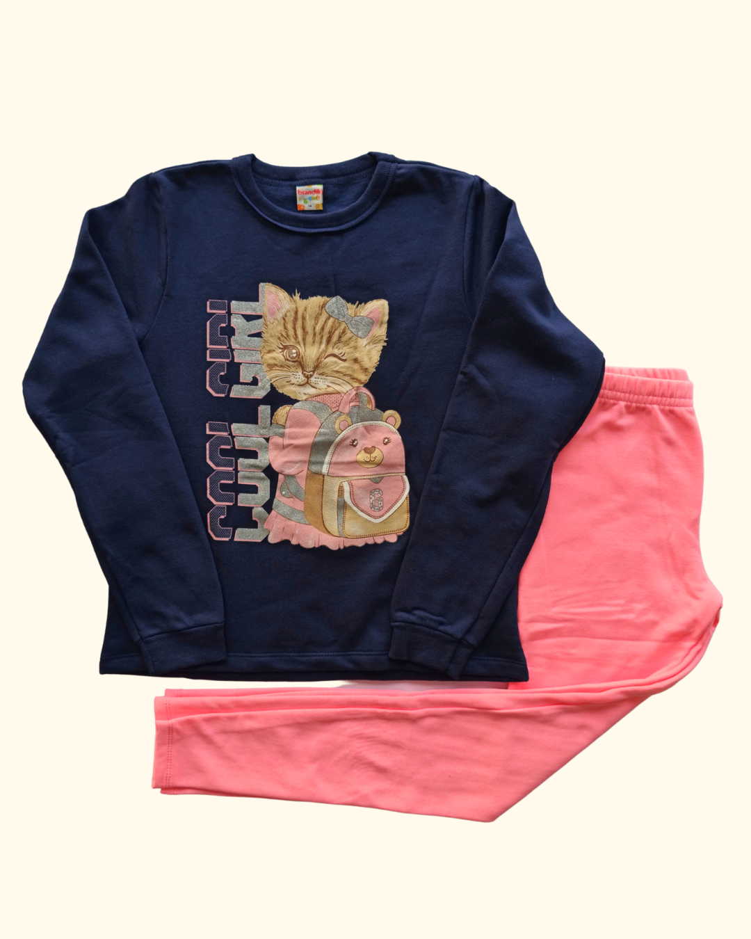 Conjunto blusão e calça legging estampa gato