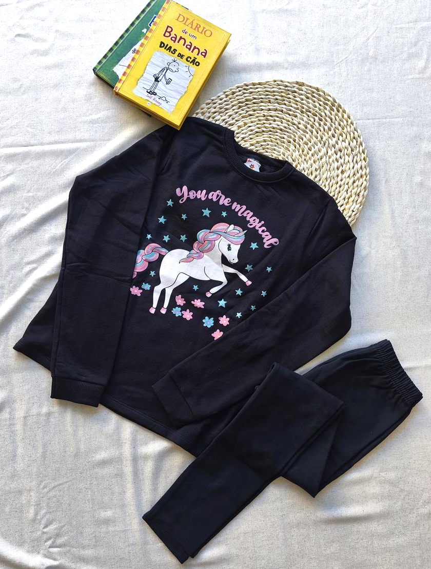 Conjunto blusão e calça legging unicórnio