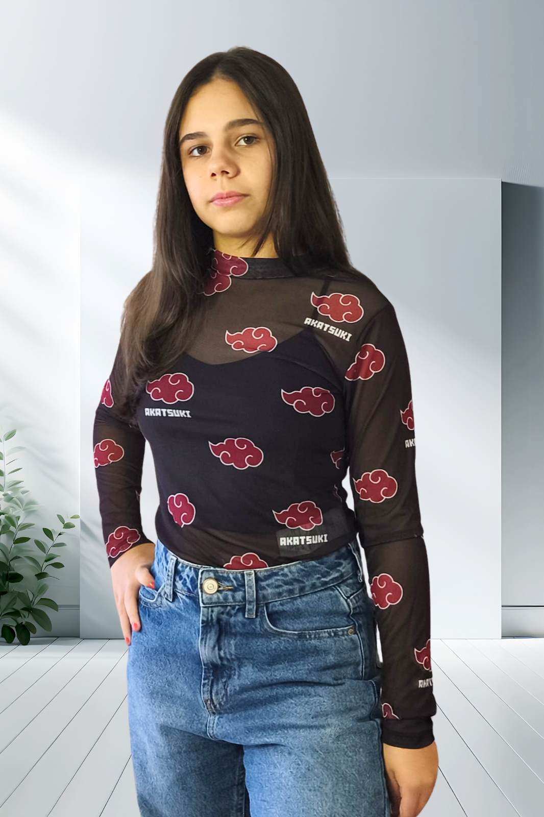 Vestido Naruto- Preto Com Blusa em Tule