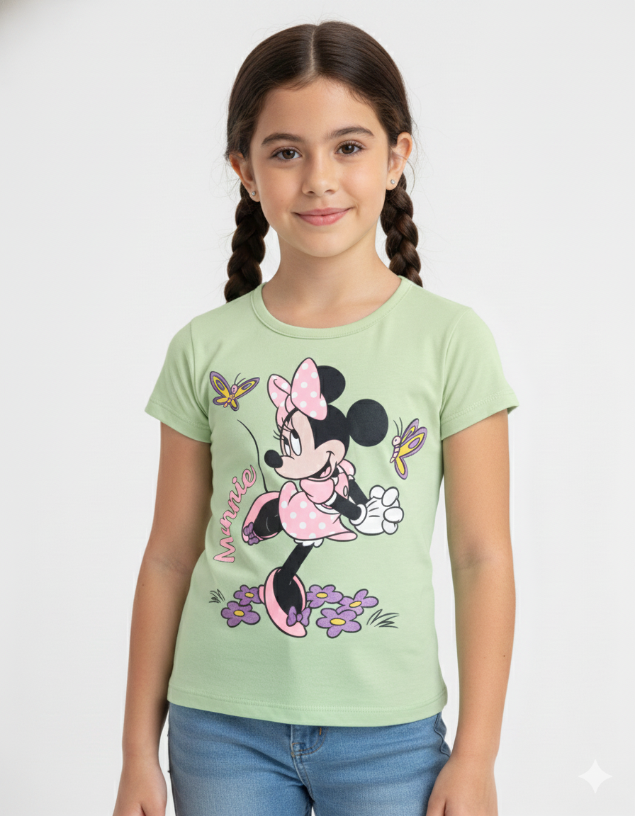 Camiseta Minnie flores- Verde