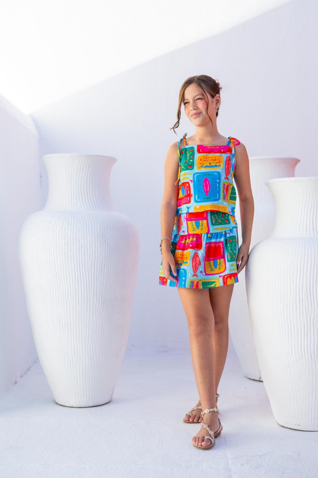 Conjunto Menina - Azul e Rosa Estampa Sardinhas