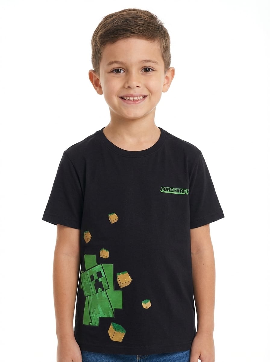 Camiseta Minecraft -Preta Estampa 3D