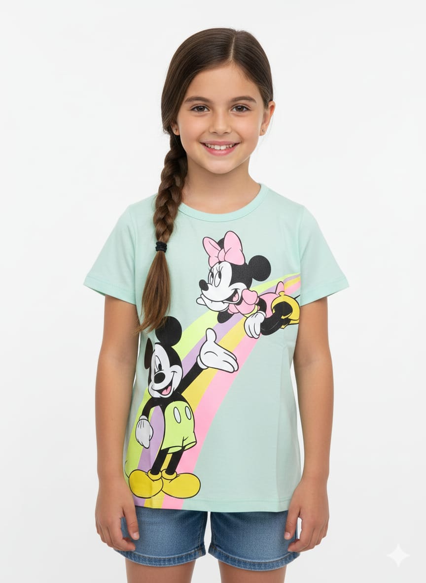 Camiseta Mickey Arco-Íris-Verde