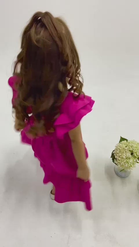 Vestido Rodado com  Babados-Pink